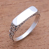 Sterling silver band ring, 'Intaglio Beauty'