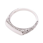 Sterling silver band ring, 'Intaglio Beauty' - Curl Pattern Sterling Silver Band Ring from Bali