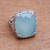 Chalcedony cocktail ring, 'Buddha's Curl Bliss' - 15-Carat Blue Chalcedony Cocktail Ring from Bali
