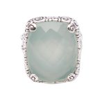 Chalcedony cocktail ring, 'Buddha's Curl Bliss' - 15-Carat Blue Chalcedony Cocktail Ring from Bali
