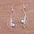 Sterling silver dangle earrings, 'Gleaming Melody' - Sterling Silver Treble Clef Dangle Earrings from Bali