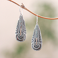 Handmade Gold Accented Sterling Silver Dangle Earrings,'Balinese Culture'