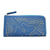 Leather clutch, 'Scattered Stars in Steel Blue' - Floral Pattern Leather Clutch in Steel Blue from Bali (image 2a) thumbail