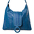 Leather hobo handbag, 'Azure Anyaman' - Patterned Leather Hobo Handbag in Azure from Bali thumbail