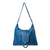 Leather hobo handbag, 'Azure Anyaman' - Patterned Leather Hobo Handbag in Azure from Bali (image 2c) thumbail