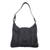 Leather hobo handbag, 'Onyx Anyaman' - Patterned Leather Hobo Handbag in Black from Bali thumbail