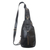 Leather backpack sling, 'Sleek Travels' - Solid Onyx Leather Backpack Sling from Bali thumbail