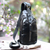 Leather backpack sling, 'Sleek Travels' - Solid Onyx Leather Backpack Sling from Bali (image 2b) thumbail