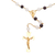 Gold plated garnet and moonstone rosary, 'Gemstone Cross' - Gold Plated Garnet and Moonstone Rosary from Bali thumbail