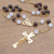 Gold plated garnet and moonstone rosary, 'Gemstone Cross' - Gold Plated Garnet and Moonstone Rosary from Bali (image 2b) thumbail