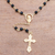 Gold plated onyx rosary, 'Cross Glimmer' - Gold Plated Onyx Rosary Crafted in Bali (image 2c) thumbail