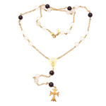 Gold plated moonstone and garnet rosary, 'Delightful Faith' - Gold Plated Moonstone and Garnet Rosary from Bali