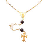 Gold plated moonstone and garnet rosary, 'Delightful Faith' - Gold Plated Moonstone and Garnet Rosary from Bali