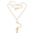 Gold plated cultured pearl rosary, 'Glowing Cross' - 22k Gold Plated Cultured Pearl Rosary from Bali thumbail