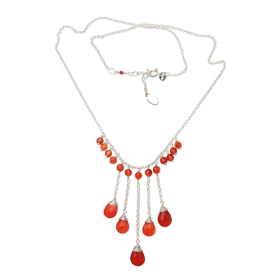 Carnelian Waterfall Necklace Crafted in Bali