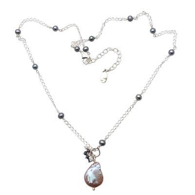 Cultured Pearl Station Pendant Necklace from Bali
