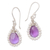 Amethyst and cultured pearl dangle earrings, 'Wreathed Beauty' - Amethyst and Cultured Pearl Dangle Earrings from Bali thumbail