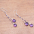 Amethyst dangle earrings, 'Dangling Dew' - 14-Carat Amethyst Dangle Earrings Crafted in Bali