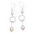 Cultured pearl dangle earrings, 'Hexagon Glow' - Hexagonal Cultured Pearl Dangle Earrings from Bali thumbail