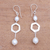 Cultured pearl dangle earrings, 'Hexagon Glow' - Hexagonal Cultured Pearl Dangle Earrings from Bali (image 2b) thumbail