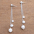 Cultured pearl dangle earrings, 'Glowing Peace' - Cultured Pearl Trio Dangle Earrings from Bali (image 2) thumbail