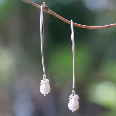 Pendientes colgantes de perlas cultivadas - Pendientes colgantes en racimo de perlas cultivadas de Bali