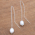 Cultured pearl threader earrings, 'Lantern Light' - Cultured Pearl Threader Earrings Crafted in Bali (image 2) thumbail