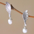 Cultured pearl dangle earrings, 'Heavenly Plumes' - Wing-Shaped Cultured Pearl Dangle Earrings from Bali