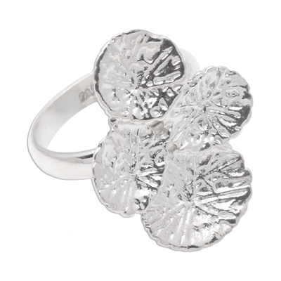 Sterling silver cocktail ring, 'Abstract Pads' - Modern Sterling Silver Cocktail Ring from Bali