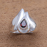 Featured review for Garnet cocktail ring, Lotus Glisten