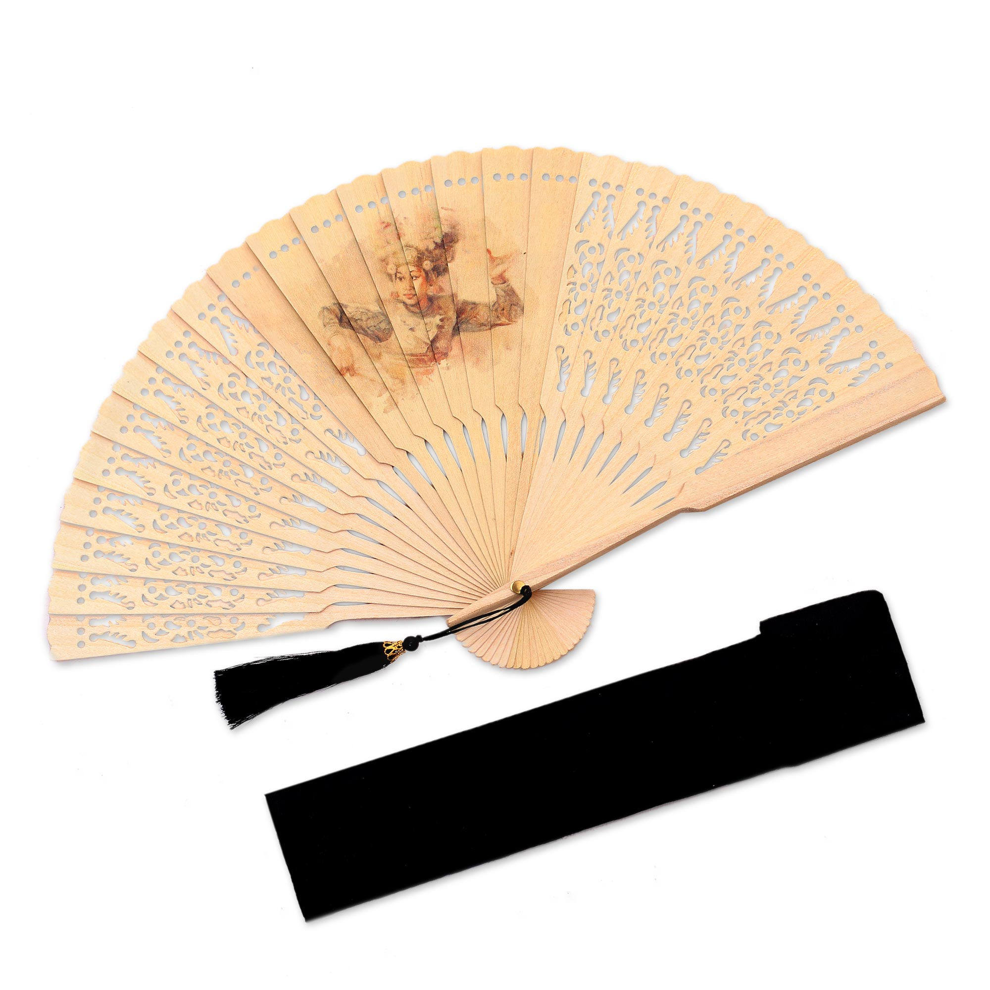 UNICEF Market | Traditional Dance-Themed Mahogany Wood Hand Fan from ...