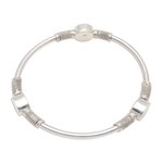 Sterling silver bangle bracelet, 'Oval Trio' - Oval Pattern Sterling Silver Bangle Bracelet from Bali