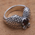 Garnet cocktail ring, 'Winged Glitter' - Wing Motif Garnet Band Ring from Bali (image 2c) thumbail