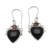 Garnet and horn dangle earrings, 'Dark Passion' - Heart-Shaped Garnet and Horn Dangle Earrings from Bali
