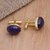 Gold plated amethyst cufflinks, 'Bold Eyes' - Gold Plated Oval Amethyst Cufflinks from Bali