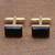 Gold plated onyx cufflinks, 'Regal Rectangles' - Gold Plated Rectangular Onyx Cufflinks from Bali thumbail