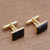 Gold plated onyx cufflinks, 'Regal Rectangles' - Gold Plated Rectangular Onyx Cufflinks from Bali (image 2b) thumbail