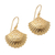 Gold plated sterling silver dangle earrings, 'Gleaming Clam Shells' - Gold Plated Sterling Silver Clam Shell Dangle Earrings (image 2a) thumbail