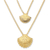 Collar de doble vuelta bañado en oro, 'Gleaming Shells' - Collar con colgante de concha de almeja en plata de primera ley recubierta de oro