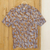 Men's cotton shirt, 'Brown Leaf Shadows' - Men's Short-Sleeved Brown Cotton Batik Shirt from Bali (image 2b) thumbail