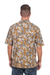 Men's cotton shirt, 'Brown Leaf Shadows' - Men's Short-Sleeved Brown Cotton Batik Shirt from Bali (image 2d) thumbail