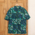 Men's cotton shirt, 'Green Leaf Shadows' - Men's Short Sleeved Green Cotton Batik Shirt from Bali (image 2b) thumbail