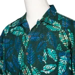 Men's cotton shirt, 'Green Leaf Shadows' - Men's Short-Sleeved Green Cotton Batik Shirt from Bali