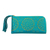 Leather clutch, 'Borobudur Stars in Turquoise' - Circle Pattern Leather Clutch in Tosca from Bali