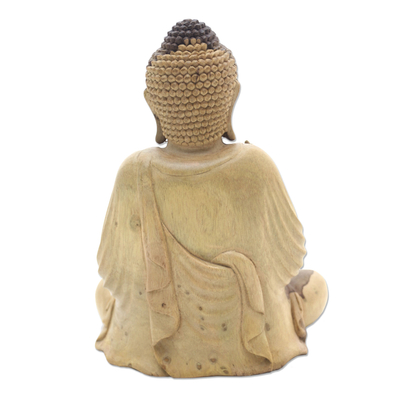 Escultura de madera - Escultura de Buda de madera de hibisco tallada a mano de Indonesia
