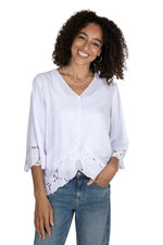 Rayon blouse, 'White Blossom' - Floral Embroidered White Rayon Blouse from Bali