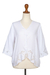 Rayon blouse, 'White Blossom' - Floral Embroidered White Rayon Blouse from Bali thumbail