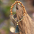 Gold accented labradorite and wood beaded stretch bracelet, 'Batuan Harmony' - Gold Accented Labradorite and Wood Beaded Stretch Bracelet