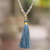 Gold accented labradorite and wood beaded pendant necklace, 'Batuan Harmony' - Gold Accented Labradorite and Wood Beaded Pendant Necklace