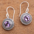 Amethyst dangle earrings, 'Loving Gaze' - Artisan Crafted Balinese Amethyst and Silver Earrings (image 2) thumbail